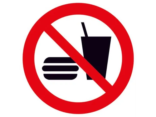 verbodsbord,eten,drinken verboden,wandbord,aluminium,standaard,Ø 200m