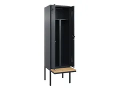 PBM-locker met bank,HxBxD 2120x600x815mm,2vak,vak B 300mm,draaigrendel