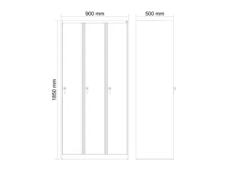 locker,HxBxD 1850x900x500mm,3vak,vak B 300mm,cil.-slot,staand op vloer - 4