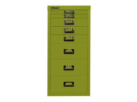 kantoor-ladekast HxBxD 590x279x380mm 8 laden romp + front groen staal
