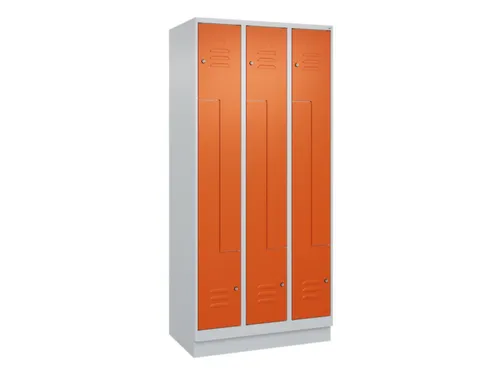 Z-garderobekast,HxBxD 1950x900x500mm,vak B 150/300mm,cil.-slot,sokkel