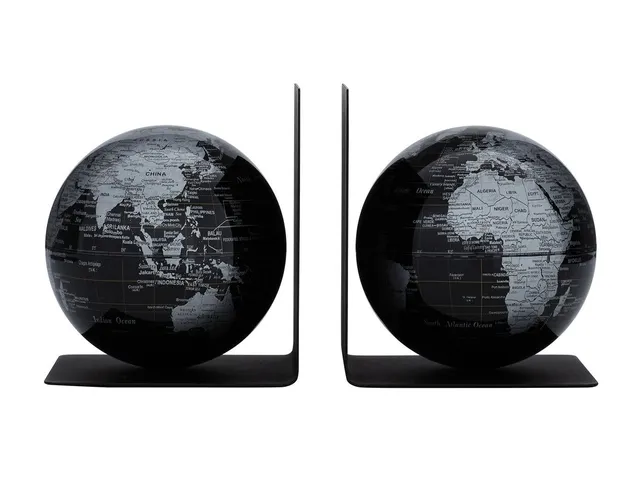 Boekensteun TROIKA met magnetische Wereldbol 13cm 2 stuks Zwart