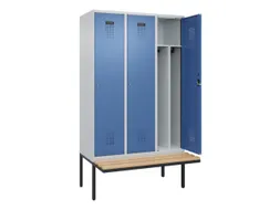locker met bank,voor scheiding van kleding,HxBxD 2120x1200x815mm,3vak