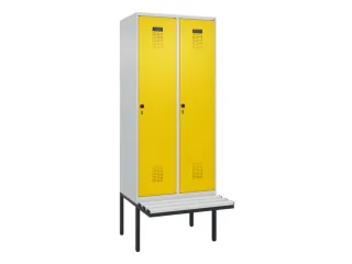 locker met bank,HxBxD 2120x800x815mm,2vak,vak B 400mm,draaigrendel - 2