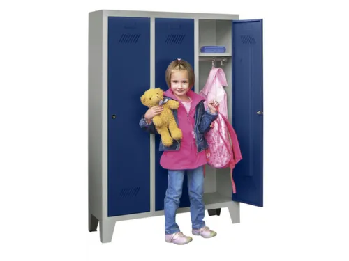 lockerkast v. kinderen,HxBxD 1300x780x300mm,3vak,RAL7035,front RAL5010