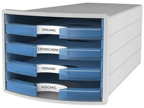 ladenkast HAN Impuls met 4 laden open blauw transparant