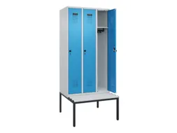 locker met bank,HxBxD 2120x900x815mm,3vak,vak B 300mm,draaigrendel