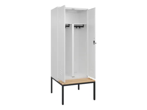 PBM-locker met bank,HxBxD 2120x800x815mm,2vak,vak B 400mm,draaigrendel