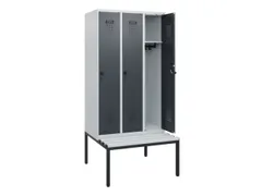 locker met bank,HxBxD 1950x900x815mm,3vak,vak B 300mm,draaigrendel