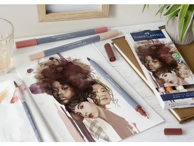 Duo aquarelmarker Goldfaber etui 6 stuks Portrait