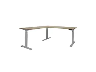 Elektrisch Hoekbureau Dextro Plus 200x200cm Frame Alu Havana Kersen - 1