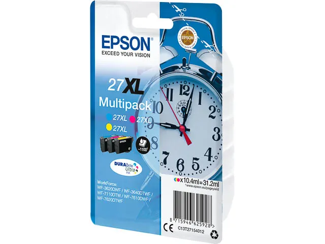 C13T27154012 EPSON WF Inkt cmy HC 3x1100pagina's 3x10,4 ml 3 stuks