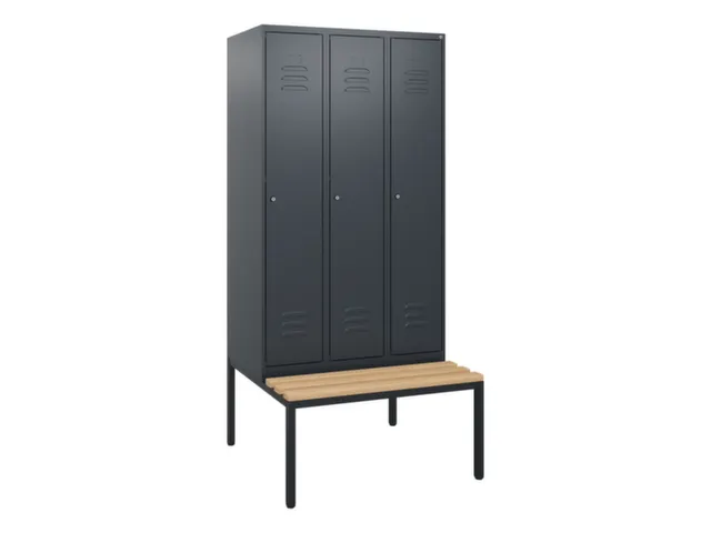 locker met bank,HxBxD 1950x900x815mm,3vak,vak B 300mm,cil.-slot