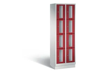 Lockerkast 1800x610x500mm 2x4 vakken Cilinderslot, Sokkel, RAL3003 - 2