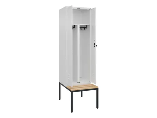 PBM-locker met bank,HxBxD 2120x600x815mm,2vak,vak B 300mm,draaigrendel