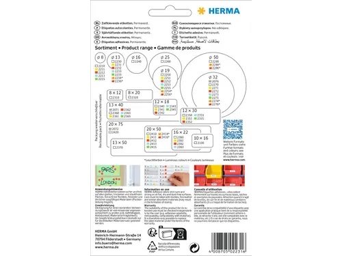 HERMA 2231 Multipurpose etiketten Rond 13mm Geel 2464 stuks