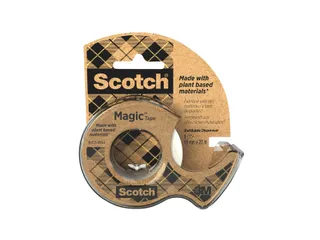 Plakband Scotch Magic 919 19mmx20m transparant + gerecyclede afroller - 2