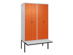 PBM-locker met bank,HxBxD 2120x1200x815mm,4vak,vak B 300mm
