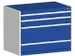 ladekast HxBxD 800x1050x750mm 4 laden romp Ral7035 front Ral5010 staal