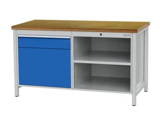 werkbank,HxBxD 860x1500x750mm,onderstel RAL7040,fronten RAL7040 - 1