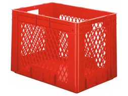 Euronorm Stapelkrat 420x600x400mm 80l Opengewerkt/Bodem Gesl. Rood