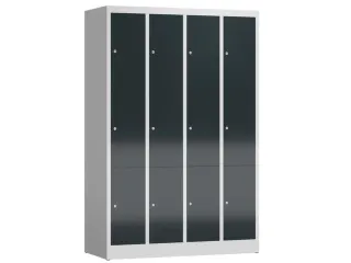 Lockerkast 1800x1185x500mm 4x3 vakken cilinderslot, sokkel, RAL7016 - 1