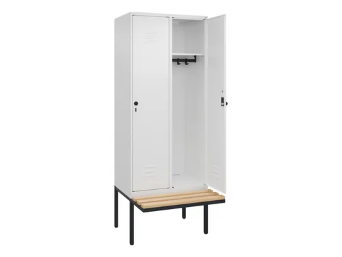 locker met bank,HxBxD 2120x800x815mm,2vak,vak B 400mm,draaigrendel
