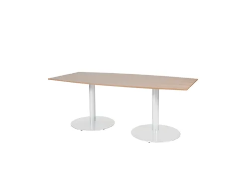 Linesto Vergadertafel Vaste Hoogte 200x100 Ton Havana/Kersen 25mm Wit