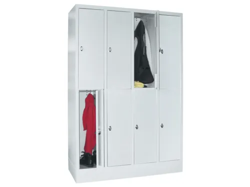 lockerkast,HxBxD 1850x1200x500mm,4x2vakken,RAL7035,front RAL7016
