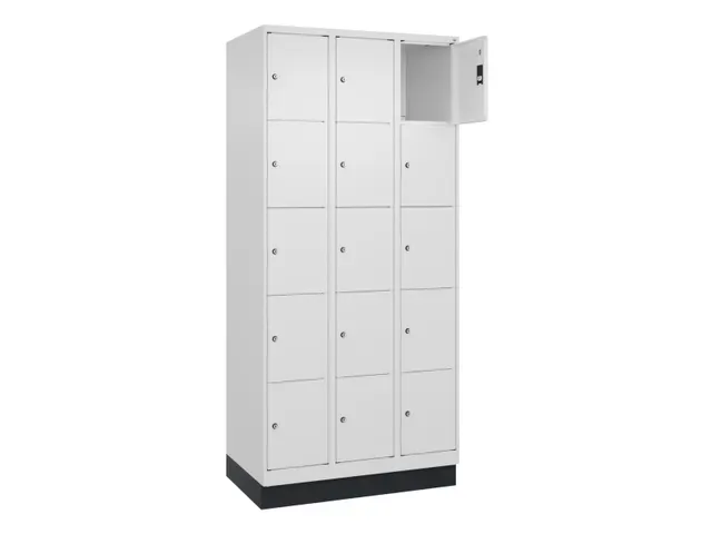 lockerkast,HxBxD 1950x900x500mm,3x5vakken,vak B 300mm,cil.-slot,sokkel