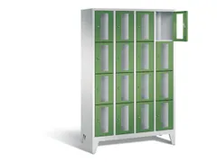 Lockerkast 1850x1190x500mm 4x4 vakken Cilinderslot Poten, RAL6011