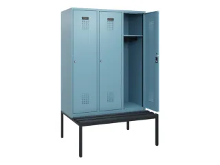locker met bank,HxBxD 1950x1200x815mm,3vak,vak B 400mm,cilinderslot - 1