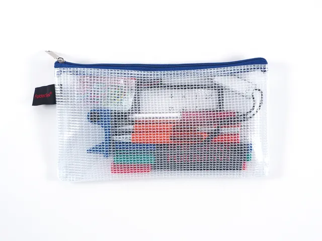 etui DIN transparant blauw met ritssluiting