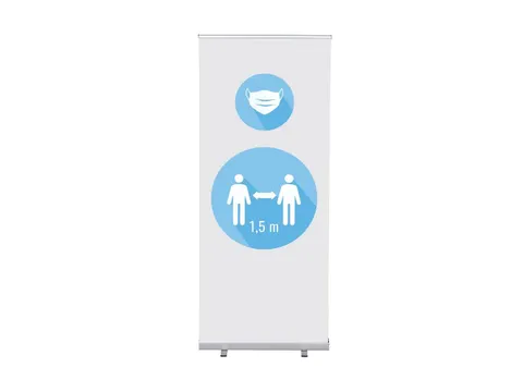 Roll-Banner Budget 85 Complete Set Mondkapje en 1,5 Meter Afstand Wit