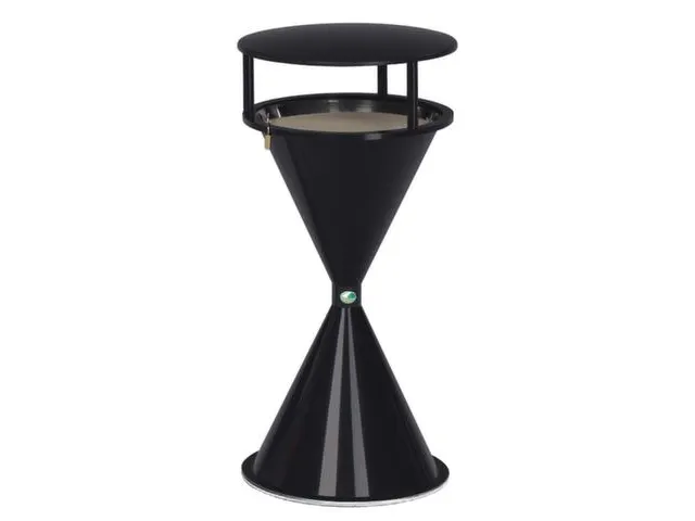 Staande Asbak Met Overkapping Ronde Voet Zwart Grijs