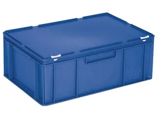 Euronorm Stapelkrat Hxlxb 230X600X400Mm 43L Met Deksel Blauw - 1