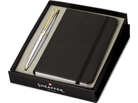 Balpen Giftset SHEAFFER VFM G9422 polished chrome gold plated met A6 n