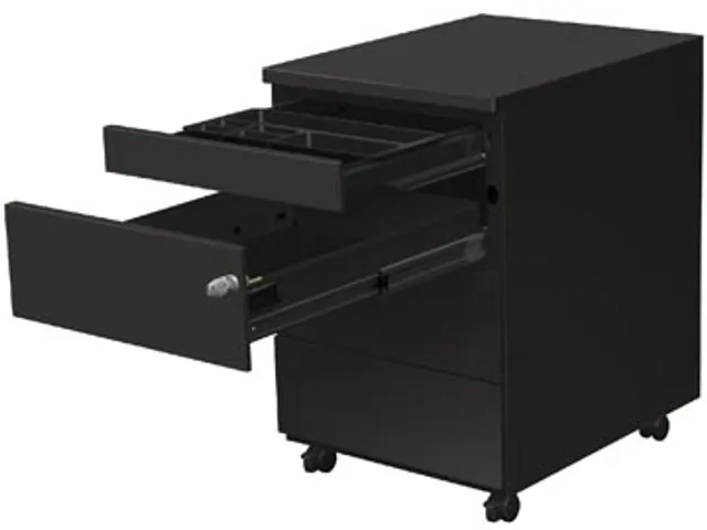 Caisson mobile, 3 tiroirs + tirette plumier, anthracite