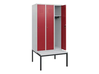 locker met bank,HxBxD 1950x900x815mm,3vak,vak B 300mm,cil.-slot - 2