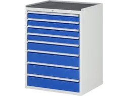 ladekast 1035x770x650mm 8laden cilinderslot RAL7035 RAL5010 metaal