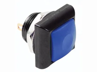 Vierkante Metalen Drukschakelaar Met Blauw Kapje - 1P Spst Off-(On) - 1