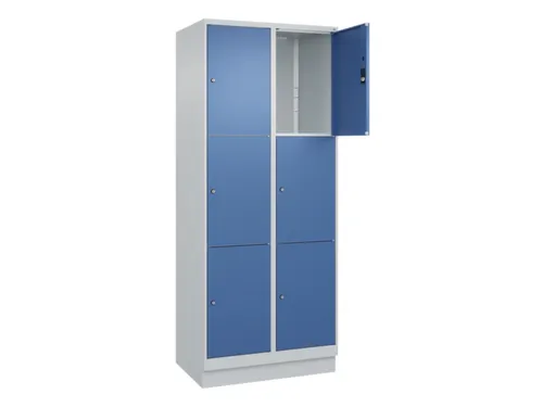 lockerkast,HxBxD 1950x800x500mm,2x3vakken,vak B 400mm,cil.-slot,sokkel