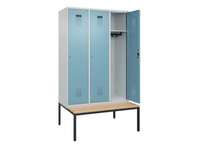 locker met bank,HxBxD 2120x1200x815mm,3vak,vak B 400mm,cilinderslot