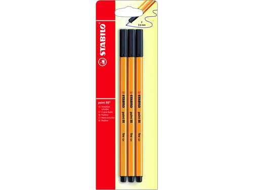 Fineliner STABILO Point 88 0.4mm blister à 3 stuks zwart