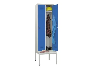 locker met bank,HxBxD 2150x600x500mm,2vak,RAL7035,front RAL5010 - 1