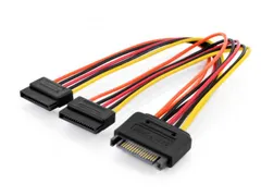Interne Y-voedingskabel SATA 15p naar 2x SATA 15p 0,3m mannelijk/vrouw