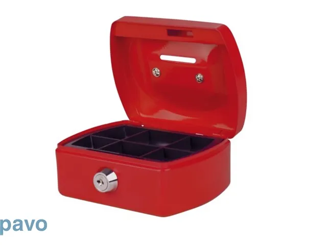Geldkist Pavo met muntgleuf 125x95x60mm rood