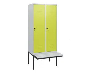 locker met bank,HxBxD 1950x800x815mm,2vak,vak B 400mm,draaigrendel - 1