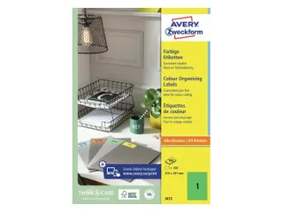 Gekleurde Etiketten Avery Zweckform 210x297mm A4 Groen 100 stuks - 2