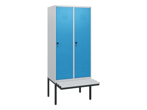 locker met bank,HxBxD 1950x800x815mm,2vak,vak B 400mm,draaigrendel